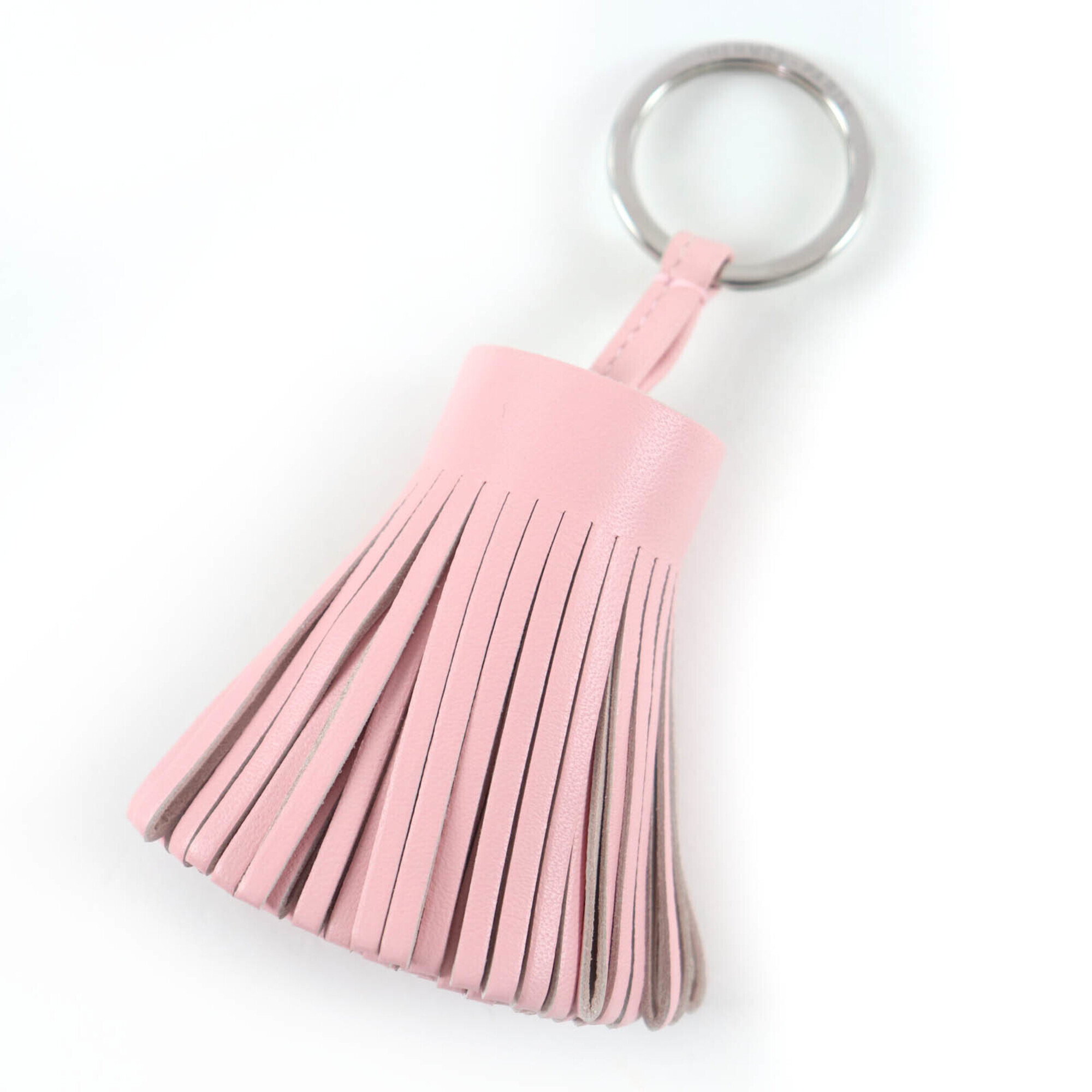 Hermes Carmen Agneau Milo Silver Hardware Keyring Bag Charm Pink U Stamp Box ...